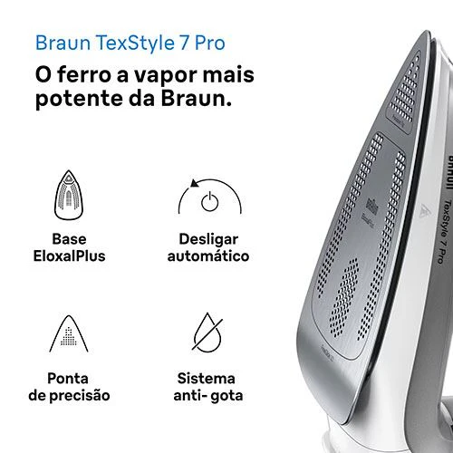 Ferro a Vapor Braun SI 7149 WB | 2200W | 50g/min - Branco e Preto - Image 2