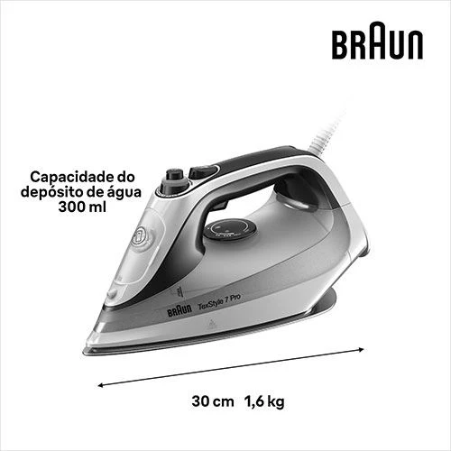 Ferro a Vapor Braun SI 7149 WB | 2200W | 50g/min - Branco e Preto - Image 3