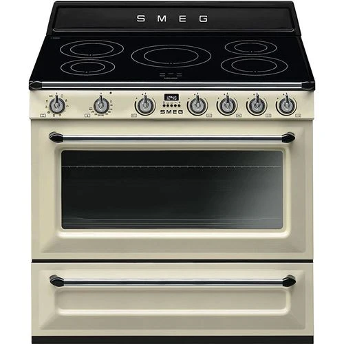 Fogão Smeg TR90IP9 | Elétrico | 90x90x60 cm | 5 Zonas | A | Creme