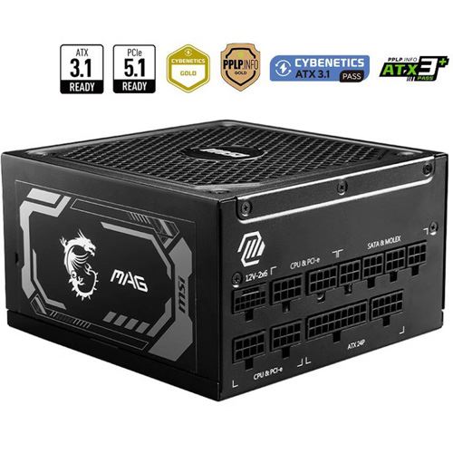 Fonte de AlimentaçãoMSI MAG A1000GL 1000W 80+ Gold PCIE5 II - Preto - Image 2