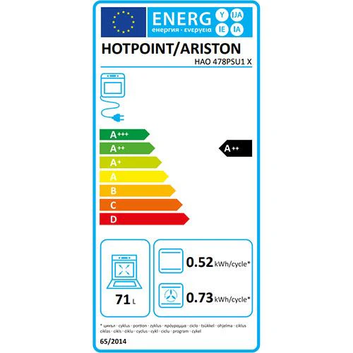 Forno Elétrico Hotpoint HAO 478PSU1 X | Pirolítico + Hidrolítico | 71 L | 59.5 cm | A++ | Inox - Image 4