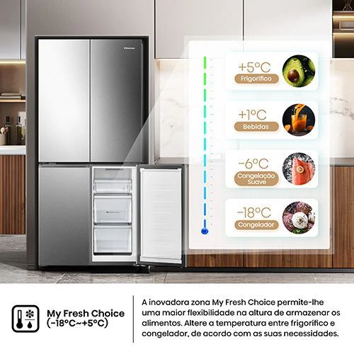 Frigorífico Americano Hisense Rq5P470Seie | 178,5X79,4X69,8 Cm | 483 L | E | Look Inox - Outlet - Grade B - Image 14