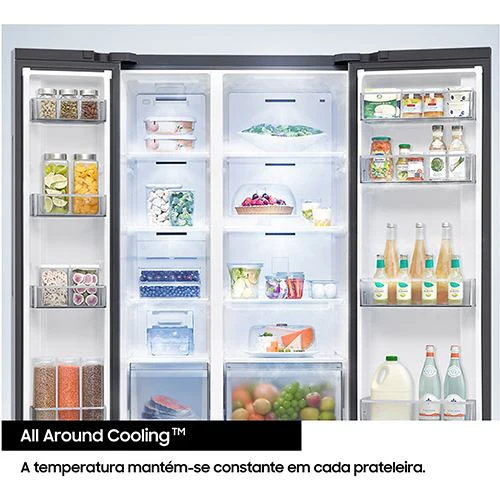 Frigorífico Americano Samsung RS70F64KEFEF | 178.4x91.2x72.6 cm | 640 L | E | Preto - Image 7