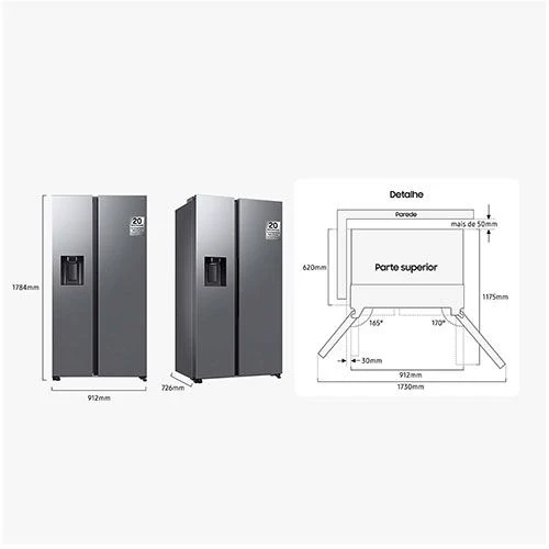Frigorífico Americano Samsung RS70F66KCTEF | 178.4x91.2x72.6 cm | 634 L | C | Inox - Image 5