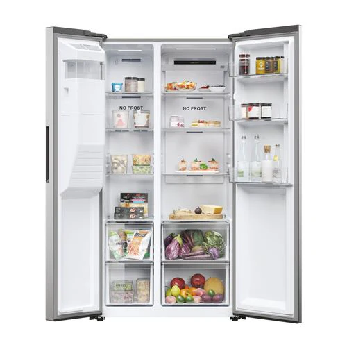 Frigorífico Americano Haier HSR5918DIMP | 177,5x90,8x65,9 cm | 511 L | D | Platina, Aço inoxidável - Image 2