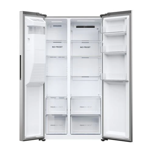 Frigorífico Americano Haier HSR5918DIMP | 177,5x90,8x65,9 cm | 511 L | D | Platina, Aço inoxidável - Image 3