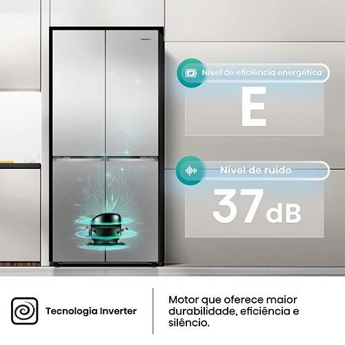 Frigorífico Americano Hisense RQ5P470SEIE | 178,5x79,4x69,8 cm | 483 L | E | Look Inox - Outlet - Grade C - Image 9