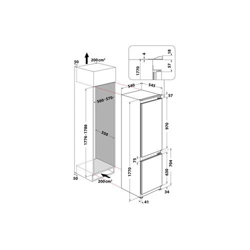 Frigorífico Combinado Encastrável Whirlpool ART 66001 | 177x54x54,5 cm | 194 L | F | Branco - Image 4