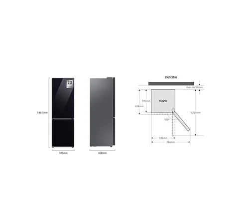 Frigorífico Combinado Samsung RB34C7B5D22/EF | 185,3x59,5x65,8 cm | 230 L | D | Preto - Image 6