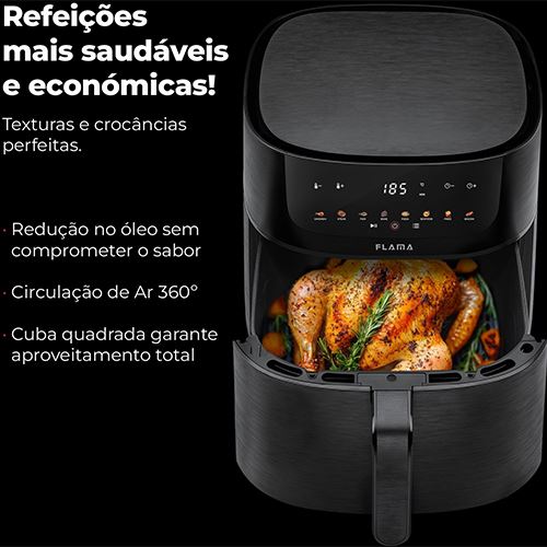 Fritadeira Sem Óleo Airfryer Flama 648FL 8L - Preto - Image 5