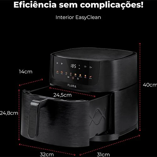 Fritadeira Sem Óleo Airfryer Flama 648FL 8L - Preto - Image 6