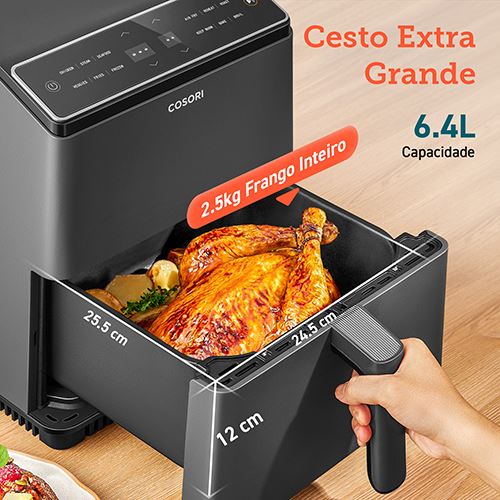 Fritadeira Sem Óleo Cosori Dual Blaze Chef Edition 6.4L - Preto - Outlet - Grade A - Image 4