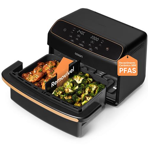 Fritadeira sem Óleo AirFryer Cosori CAF-TF801-CEUR Dual Blaze TwinFry Compact 8,6 L - Preto - Image 3
