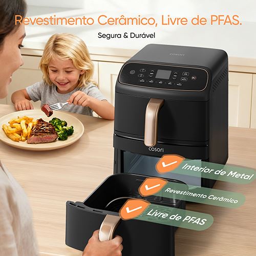 Fritadeira sem Óleo AirFryer Cosori Turbo Tower Compact Chef Edition 8,6 L - Preto - Image 5