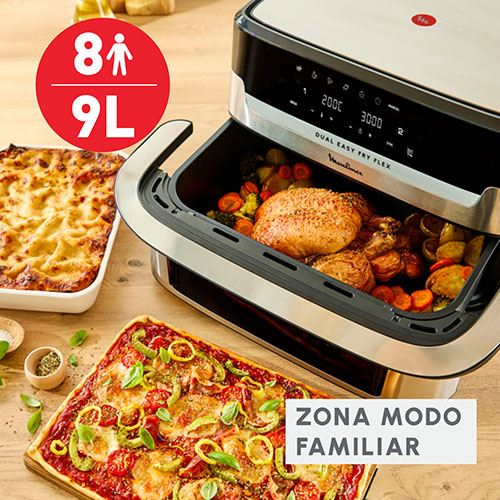 Fritadeira sem Óleo Airfryer Moulinex EZ922DF0 Dual Easy Fry Flex 9L - Aço inoxidável - Image 5
