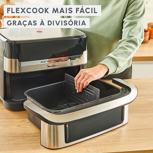 Fritadeira sem Óleo Airfryer Moulinex EZ922DF0 Dual Easy Fry Flex 9L - Aço inoxidável - Image 6
