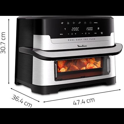 Fritadeira sem Óleo Airfryer Moulinex EZ922DF0 Dual Easy Fry Flex 9L - Aço inoxidável - Image 7