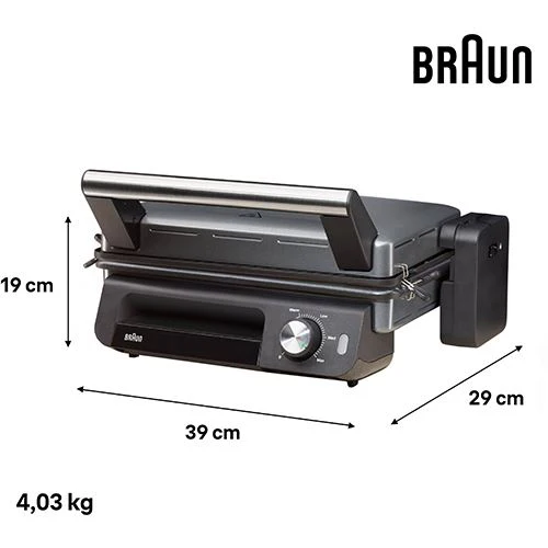 Grelhador Elétrico de Placas Braun CG5033 Multigrill 5 2000W - Preto premium | Aço inox - Image 2