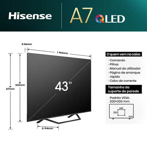 Smart TV Hisense 43" QLED 4K 43A7NQ - 109cm - Image 10