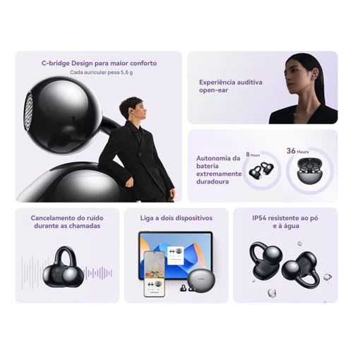 Auriculares True Wireless Bluetooth Huawei Freeclip - Roxo - Image 9