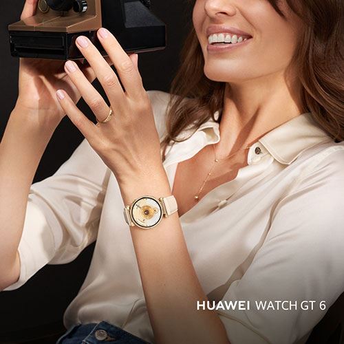 Huawei Watch GT6 - 41mm - Dourado | Bracelete Pele Sintética Branca - Image 9