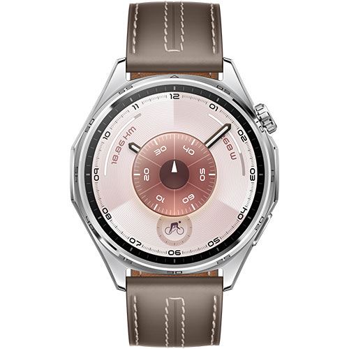 Huawei Watch GT6 - 46mm - Prateado | Bracelete Pele Sintética Castanha - Image 2