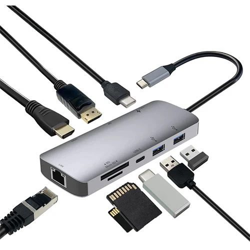 Hub USB-C PD Accsup 9 em 1 100W - Cinzento Escuro - Image 3