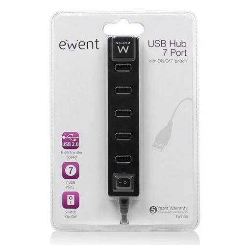 Hub USB Ewent USB 2.0 7 Portas + Switch ON/OFF (EW1130) - Image 4