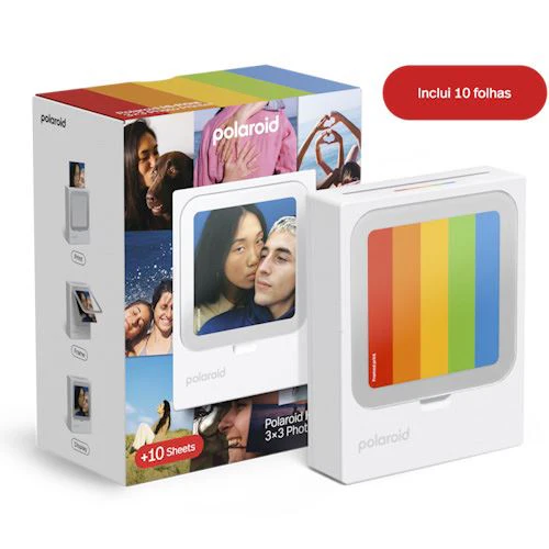 Impressora Fotográfica Portátil Polaroid Hi-Print 3x3 + 10 Folhas