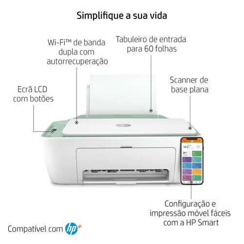 Impressora Multifunções HP Jato de Tinta Deskjet 2722e | Cores | A4 | Wi-Fi | USB | Instant Ink | 26K69B - Image 2