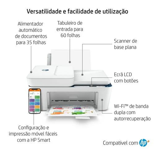 Impressora Multifunções HP Jato de Tinta Deskjet 4130e | Cores | A4 | Wi-Fi | USB | Instant Ink | 26Q93B - Image 2