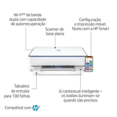 Impressora Multifunções HP Jato de Tinta Envy 6010e | Cores | A4 | Wi-Fi | USB | Instant Ink | 2K4U9B - Image 2