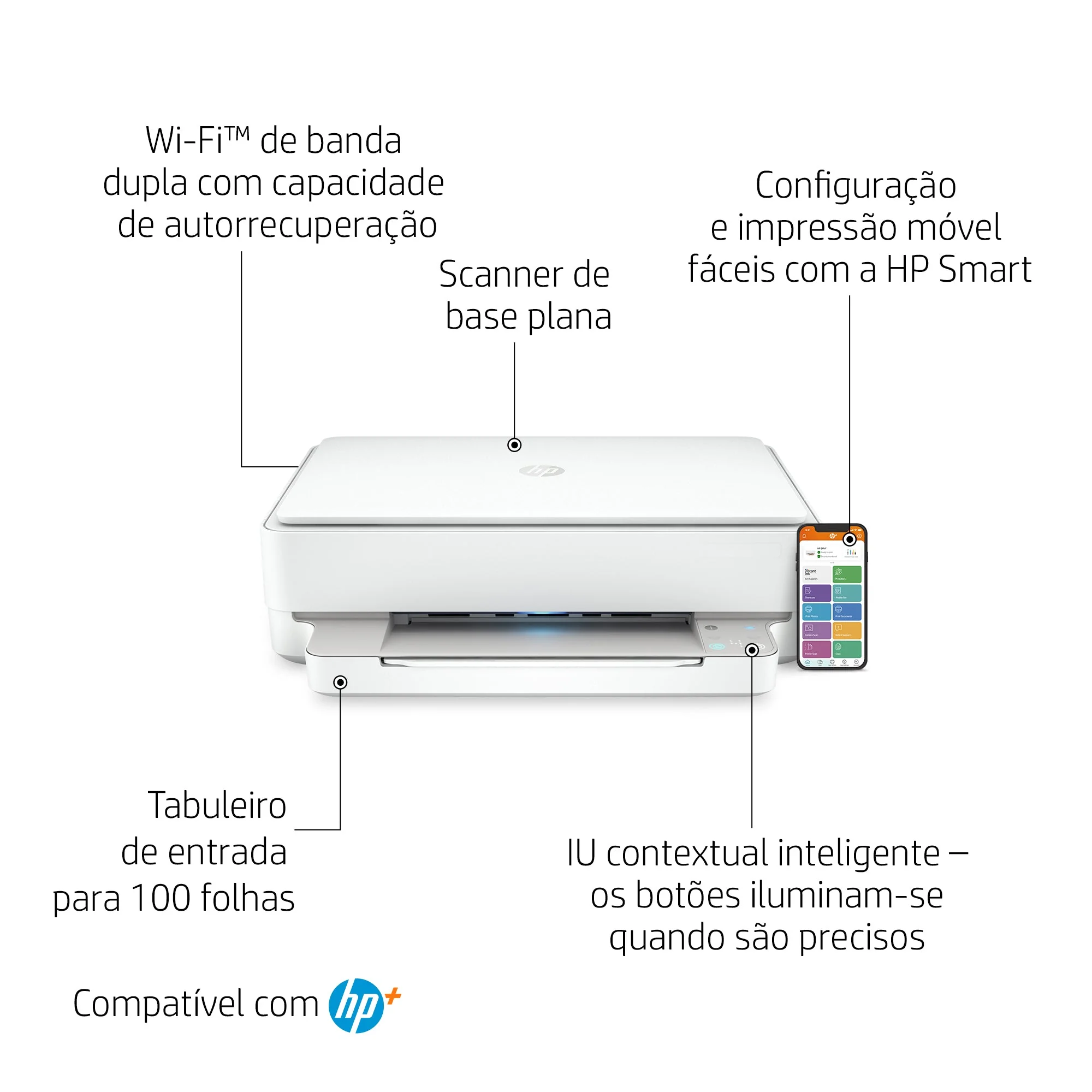 Impressora Multifunções HP Envy 6022e Jato de Tinta Cores WiFi Instant Ink - Image 10