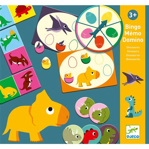Jogo de Tabuleiro Dominó, Bingo e Memória - Dinossauros - Djeco Toys - Image 2