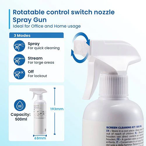 Kit Limpeza de Ecrãs Ewent EW5678 500ml + Pano de Microfibras 30x30cm - Image 9