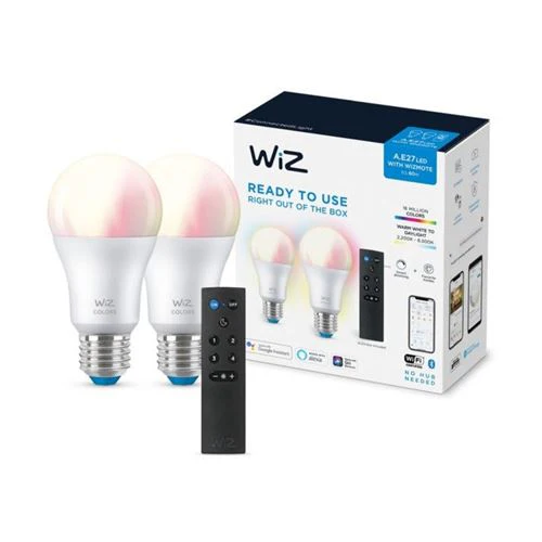 Lâmpada Smart WiZ LED Wi-Fi RGB 8W A60 E27 Pack 2 Unidades + Remoto - Image 3