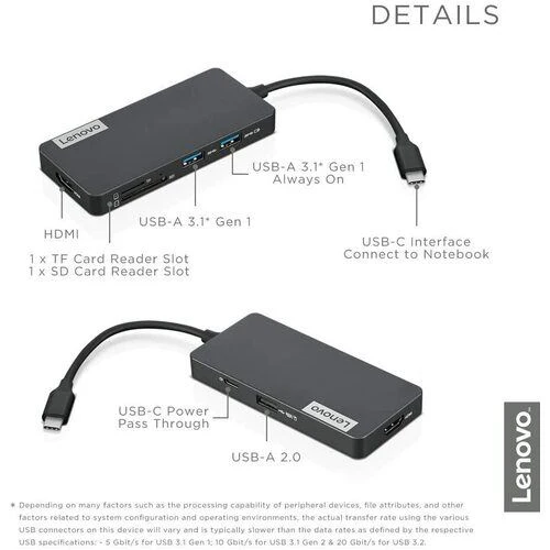 Hub USB-C Lenovo GX90T77924 7-em-1 - Image 2