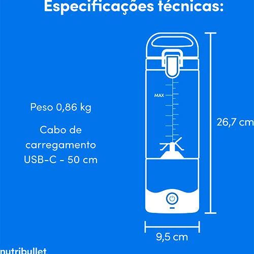 Liquidificadora Portátil Nutribullet NBP003W - Branco - Outlet - Grade A - Image 4
