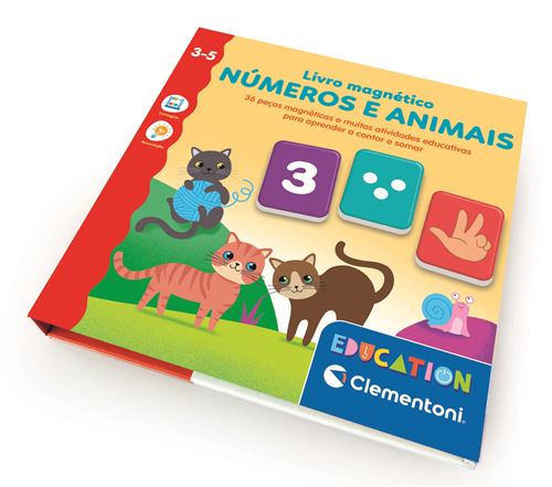 Livro Magnético: Números e Animais - 36 Peças Magnéticas - Education Clementoni