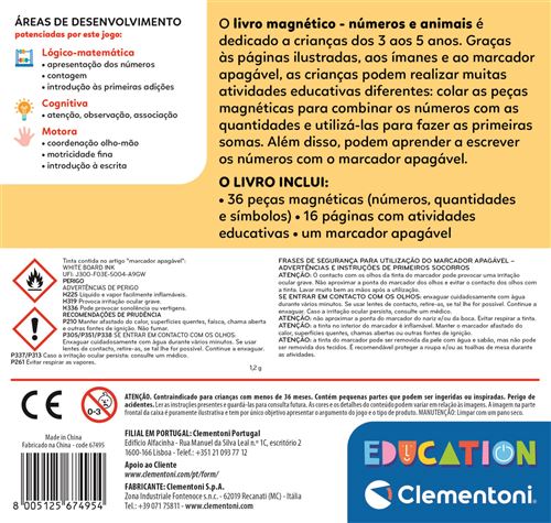 Livro Magnético: Números e Animais - 36 Peças Magnéticas - Education Clementoni - Image 5