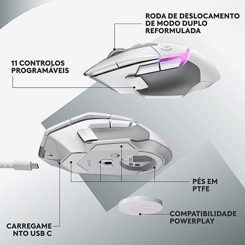 Rato Ótico Gaming Logitech G502 X Plus - Branco - Image 7