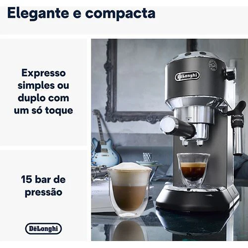 Máquina de Café Manual DeLonghi Dedica Style Ec685.Bk - Preto - Outlet - Grade A - Image 2