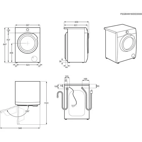 Máquina de Lavar e Secar Roupa Electrolux EW7W3964LB | 9/6 Kg | 1600 RPM | E | Branco - Image 2