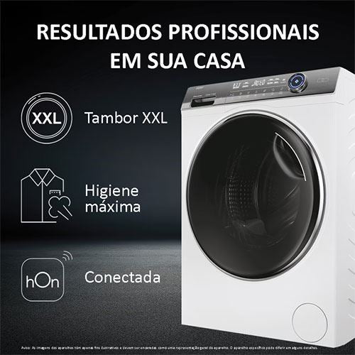 Máquina de Lavar Roupa Haier HW100-BD14979U1 | 10 Kg | 1400 RPM | A | Branco - Image 2