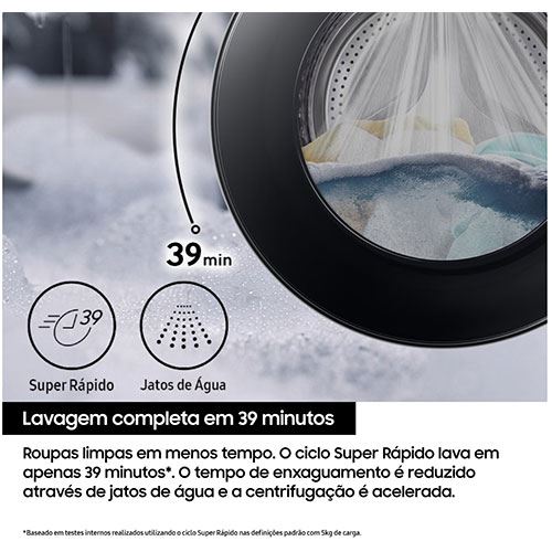 Máquina de Lavar Roupa Samsung WW90DG6G94LKU3 | 9 Kg | 1400 RPM | A | Branco - Image 5