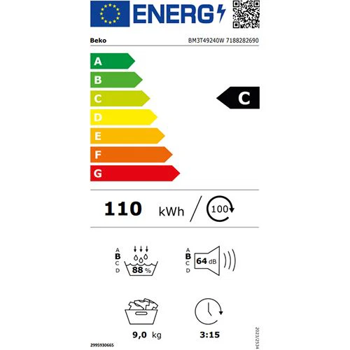 Máquina Secar Roupa Beko BM3T49240W | 9Kg | Bomba de Calor | C | Branco - Image 11