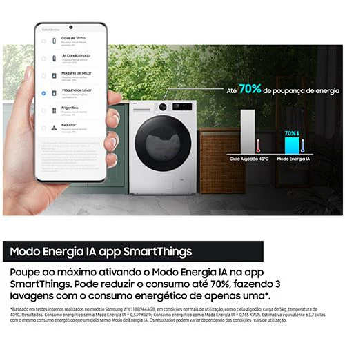 Máquina de Lavar e Secar Roupa Samsung WD90DG5B15BEEP AI Eco Bubble | 9/6 Kg | 1400 RPM | D | Branco - Image 3