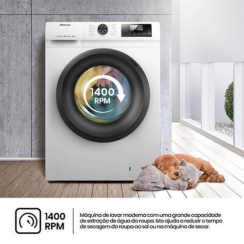 Máquina de Lavar Roupa Hisense WF1Q1041BW | 10 Kg | 1400 RPM | A | Branco - Image 13