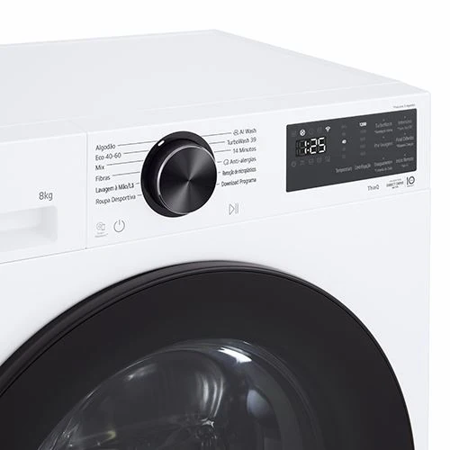 Máquina de Lavar Roupa LG F2X50S8TLB Slim  | 8 Kg | 1200 RPM | A | Branco - Image 4