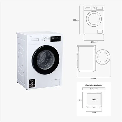 Máquina de Lavar Roupa Samsung WW80FG3M05AWEP | 8 Kg | 1400 RPM | A | Branco - Image 2